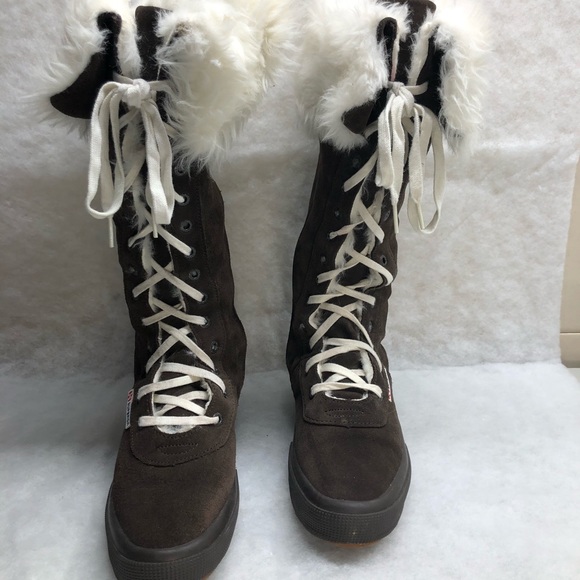 Superga Suede With Faux Fur Tall Boots - Picture 2 of 12
